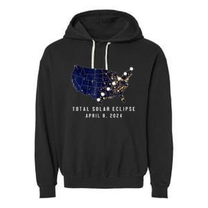 Total Solar Eclipse Map Of The Usa 4.08.2024 Garment-Dyed Fleece Hoodie