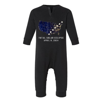 Total Solar Eclipse Map Of The Usa 4.08.2024 Infant Fleece One Piece