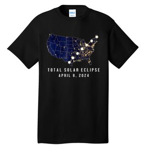 Total Solar Eclipse Map Of The Usa 4.08.2024 Tall T-Shirt