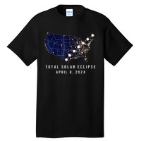 Total Solar Eclipse Map Of The Usa 4.08.2024 Tall T-Shirt