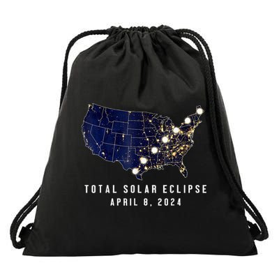 Total Solar Eclipse Map Of The Usa 4.08.2024 Drawstring Bag