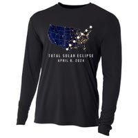 Total Solar Eclipse Map Of The Usa 4.08.2024 Cooling Performance Long Sleeve Crew