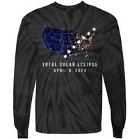 Total Solar Eclipse Map Of The Usa 4.08.2024 Tie-Dye Long Sleeve Shirt