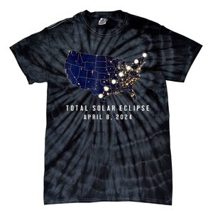 Total Solar Eclipse Map Of The Usa 4.08.2024 Tie-Dye T-Shirt