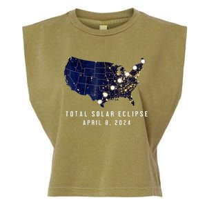 Total Solar Eclipse Map Of The Usa 4.08.2024 Garment-Dyed Women's Muscle Tee