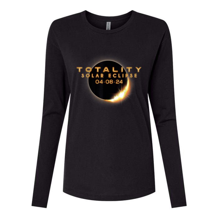 Total Solar Eclipse 04.08.2024 Totality Womens Cotton Relaxed Long Sleeve T-Shirt