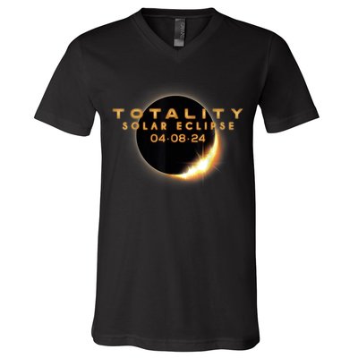 Total Solar Eclipse 04.08.2024 Totality V-Neck T-Shirt