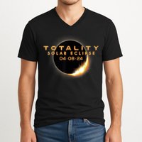 Total Solar Eclipse 04.08.2024 Totality V-Neck T-Shirt