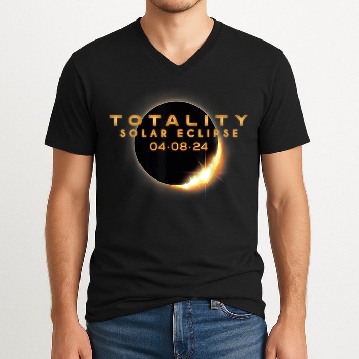 Total Solar Eclipse 04.08.2024 Totality V-Neck T-Shirt
