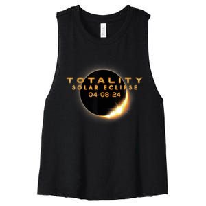 Total Solar Eclipse 04.08.2024 Totality Women's Racerback Cropped Tank