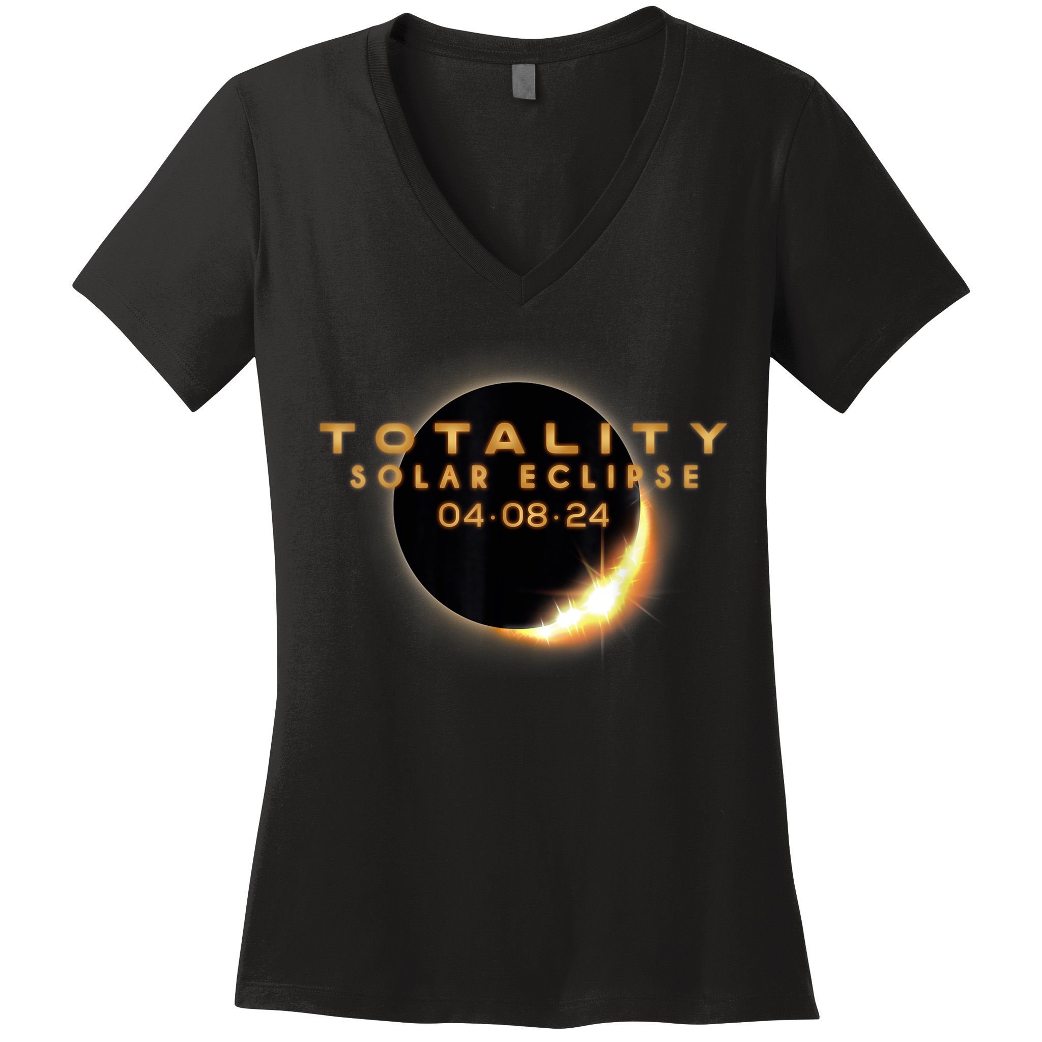Total Solar Eclipse 04.08.2024 Totality Women's V-Neck T-Shirt