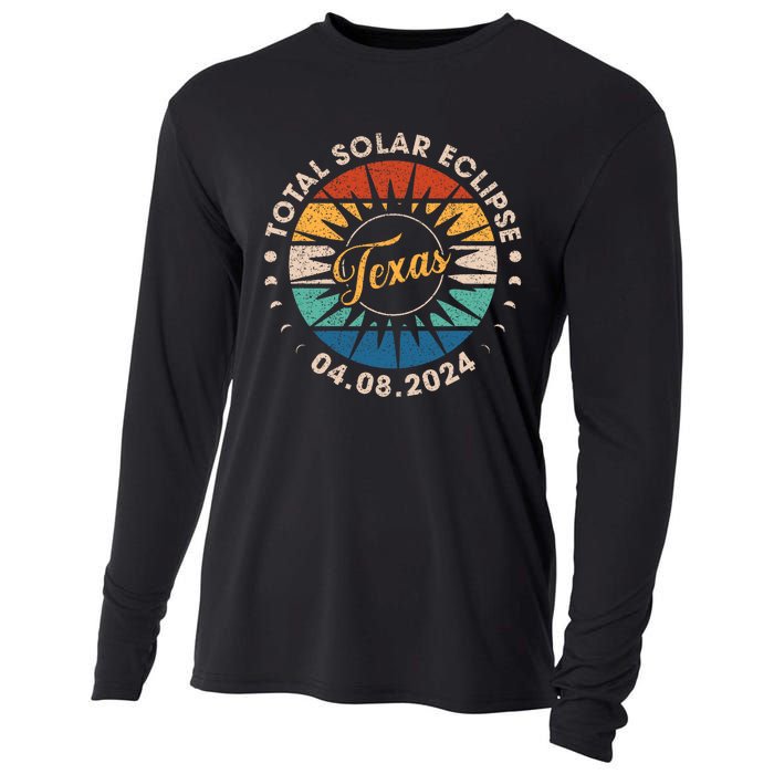 Total Solar Eclipse Texas Eclipse Vintage Cooling Performance Long Sleeve Crew