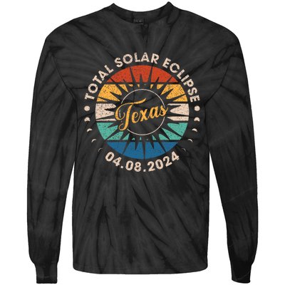 Total Solar Eclipse Texas Eclipse Vintage Tie-Dye Long Sleeve Shirt