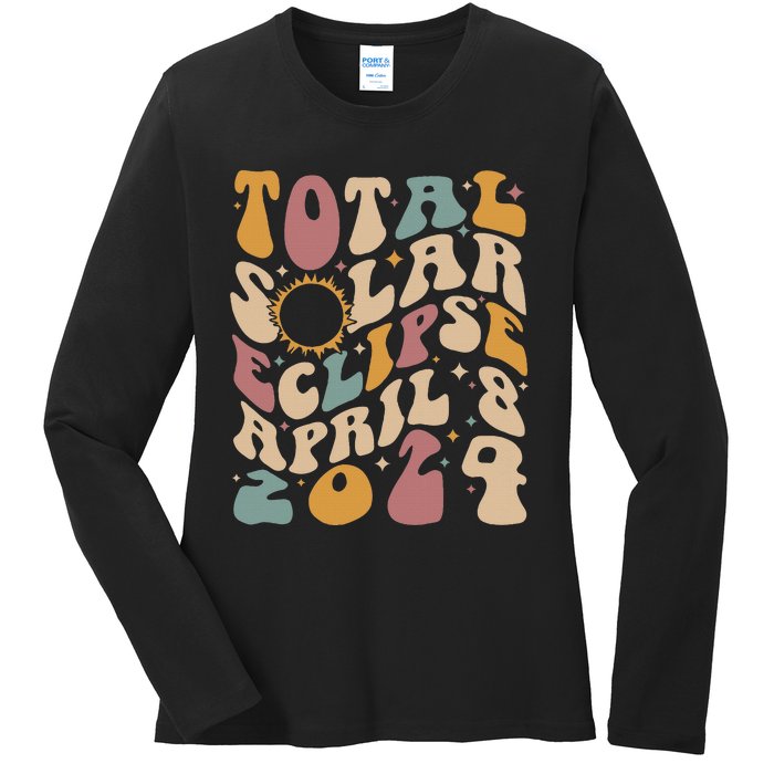 Total Solar Eclipse April 08 2024 Ladies Long Sleeve Shirt