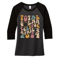 Total Solar Eclipse April 08 2024 Women's Tri-Blend 3/4-Sleeve Raglan Shirt