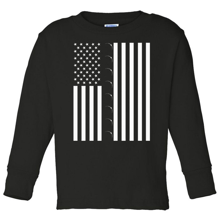 Total Solar Eclipse US American Flag 04.08.2024 Totality Toddler Long Sleeve Shirt