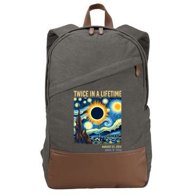 Total Solar Eclipse 2024 Twice In A Lifetime Starry Night Van Gogh Totality Cotton Canvas Backpack