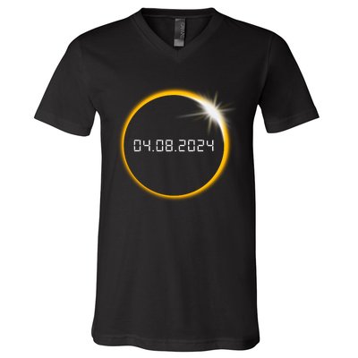 Total Solar Eclipse 2024 V-Neck T-Shirt