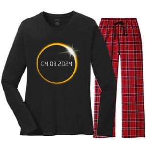 Total Solar Eclipse 2024 Women's Long Sleeve Flannel Pajama Set 