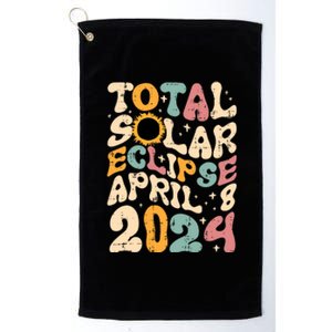 Total Solar Eclipse April 8 2024 Retro Groovy Platinum Collection Golf Towel