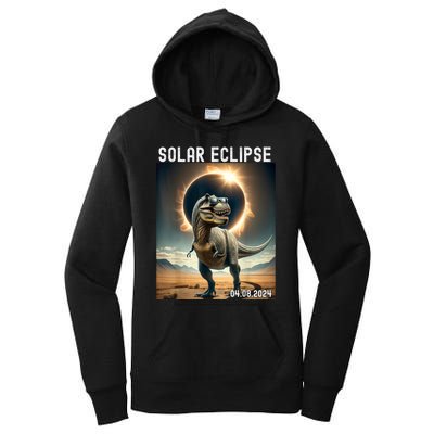 Total Solar Eclipse Trex Dinosaur April 8 2024 Women's Pullover Hoodie