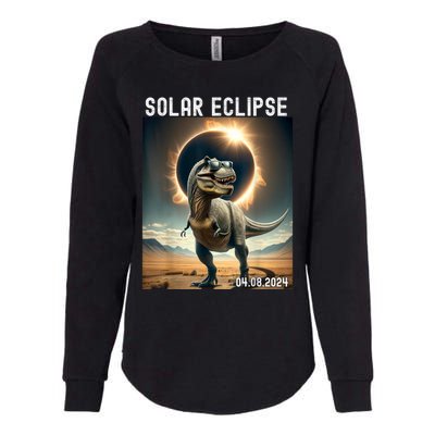 Total Solar Eclipse Trex Dinosaur April 8 2024 Womens California Wash Sweatshirt