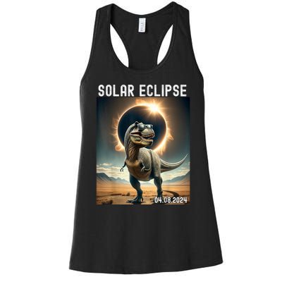 Total Solar Eclipse Trex Dinosaur April 8 2024 Women's Racerback Tank