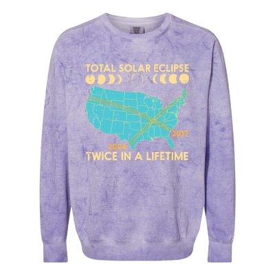 Total Solar Eclipse Twice Lifetime 2017 2024 Colorblast Crewneck Sweatshirt