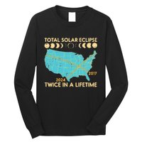 Total Solar Eclipse Twice Lifetime 2017 2024 Long Sleeve Shirt