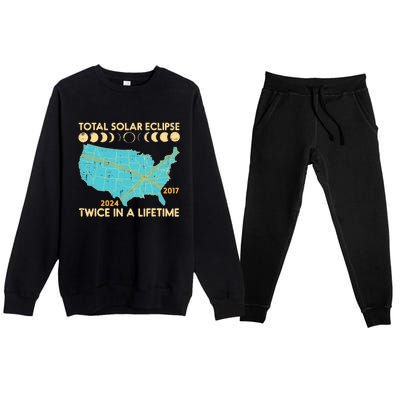 Total Solar Eclipse Twice Lifetime 2017 2024 Premium Crewneck Sweatsuit Set