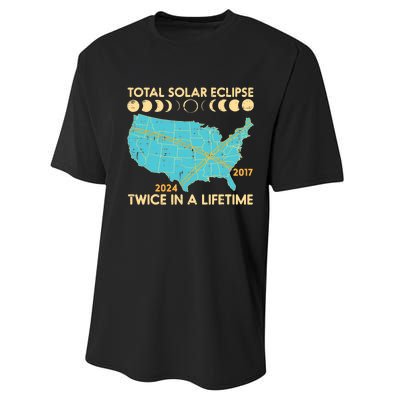 Total Solar Eclipse Twice Lifetime 2017 2024 Performance Sprint T-Shirt