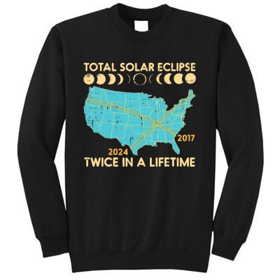 Total Solar Eclipse Twice Lifetime 2017 2024 Tall Sweatshirt