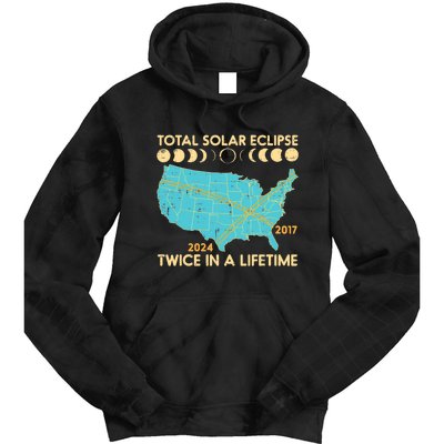 Total Solar Eclipse Twice Lifetime 2017 2024 Tie Dye Hoodie