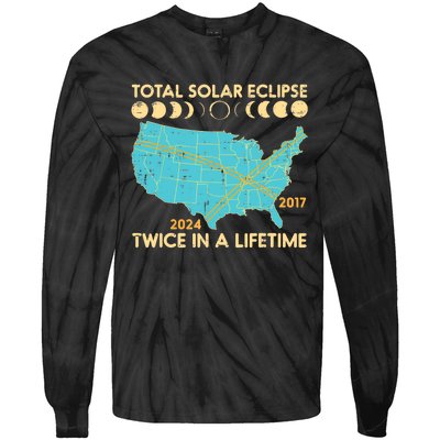 Total Solar Eclipse Twice Lifetime 2017 2024 Tie-Dye Long Sleeve Shirt