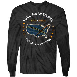 Total Solar Eclipse 2024 Twice In A Lifetime 2017 Totality Tie-Dye Long Sleeve Shirt