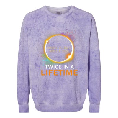 Total Solar Eclipse Twice In A Lifetime 2024 Total Eclipse Colorblast Crewneck Sweatshirt