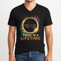 Total Solar Eclipse Twice In A Lifetime 2024 Total Eclipse V-Neck T-Shirt