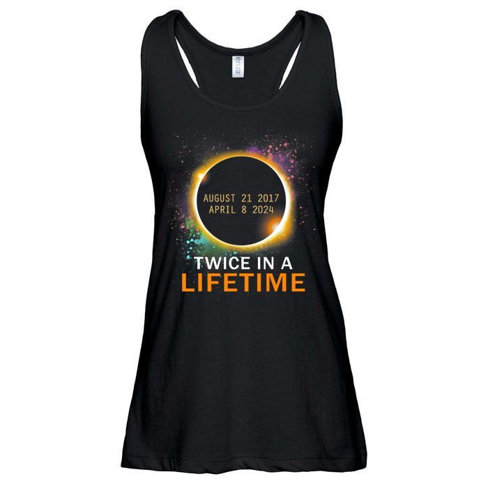 Total Solar Eclipse Twice In A Lifetime 2024 Total Eclipse Ladies Essential Flowy Tank
