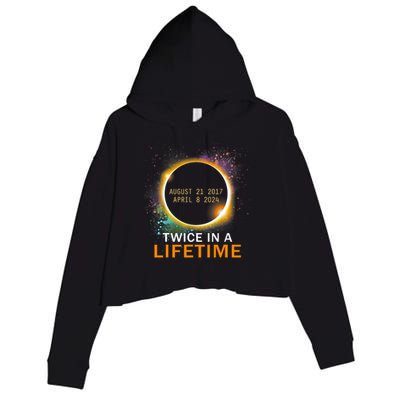 Total Solar Eclipse Twice In A Lifetime 2024 Total Eclipse Crop Fleece Hoodie