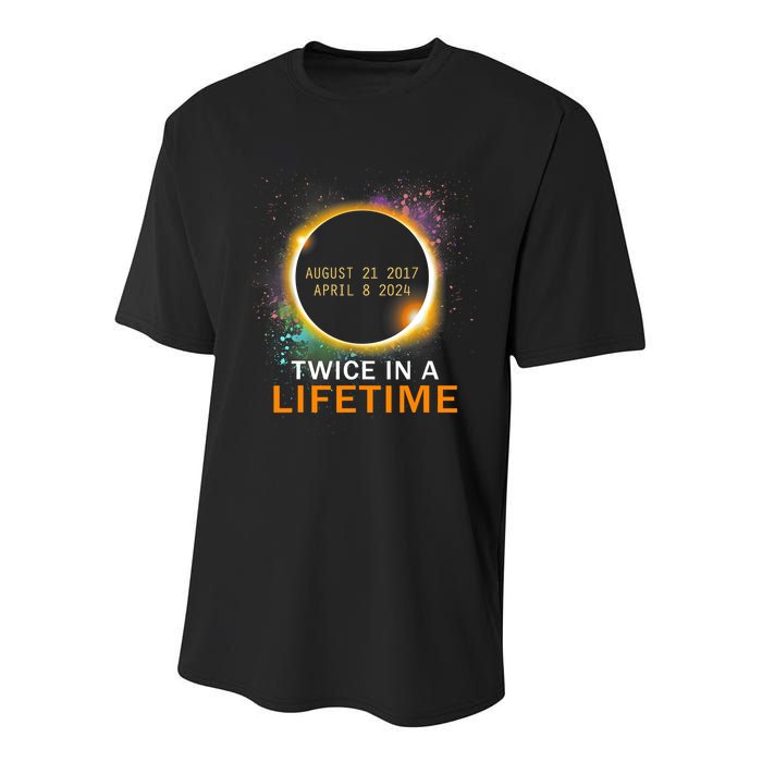 Total Solar Eclipse Twice In A Lifetime 2024 Total Eclipse Youth Performance Sprint T-Shirt