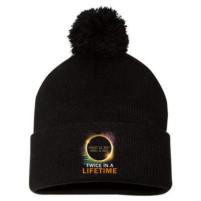 Total Solar Eclipse Twice In A Lifetime 2024 Total Eclipse Pom Pom 12in Knit Beanie