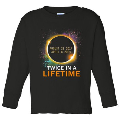 Total Solar Eclipse Twice In A Lifetime 2024 Total Eclipse Toddler Long Sleeve Shirt