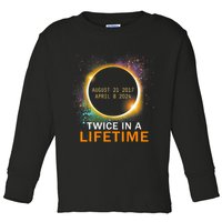 Total Solar Eclipse Twice In A Lifetime 2024 Total Eclipse Toddler Long Sleeve Shirt