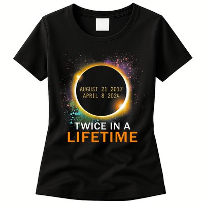 Total Solar Eclipse Twice In A Lifetime 2024 Total Eclipse Womens T-Shirt
