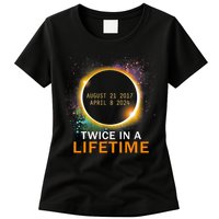 Total Solar Eclipse Twice In A Lifetime 2024 Total Eclipse Womens T-Shirt