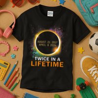 Total Solar Eclipse Twice In A Lifetime 2024 Total Eclipse Kids T-Shirt