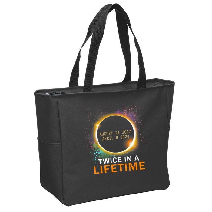 Total Solar Eclipse Twice In A Lifetime 2024 Total Eclipse Zip Tote Bag