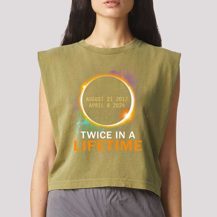 Total Solar Eclipse Twice In A Lifetime 2024 Total Eclipse Garment-Dyed Women's Muscle Tee