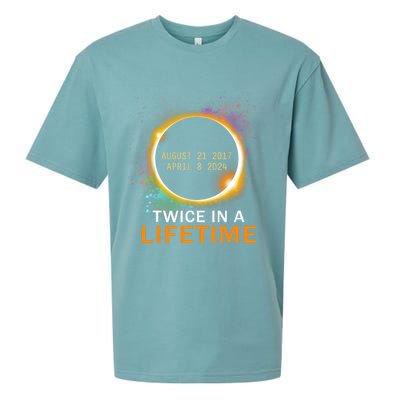 Total Solar Eclipse Twice In A Lifetime 2024 Total Eclipse Sueded Cloud Jersey T-Shirt