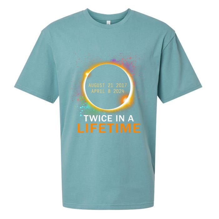 Total Solar Eclipse Twice In A Lifetime 2024 Total Eclipse Sueded Cloud Jersey T-Shirt